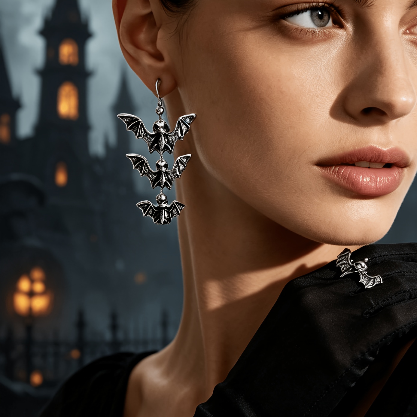 Women's Fashion Dropping Bat Shape Earrings, Distressed Effect